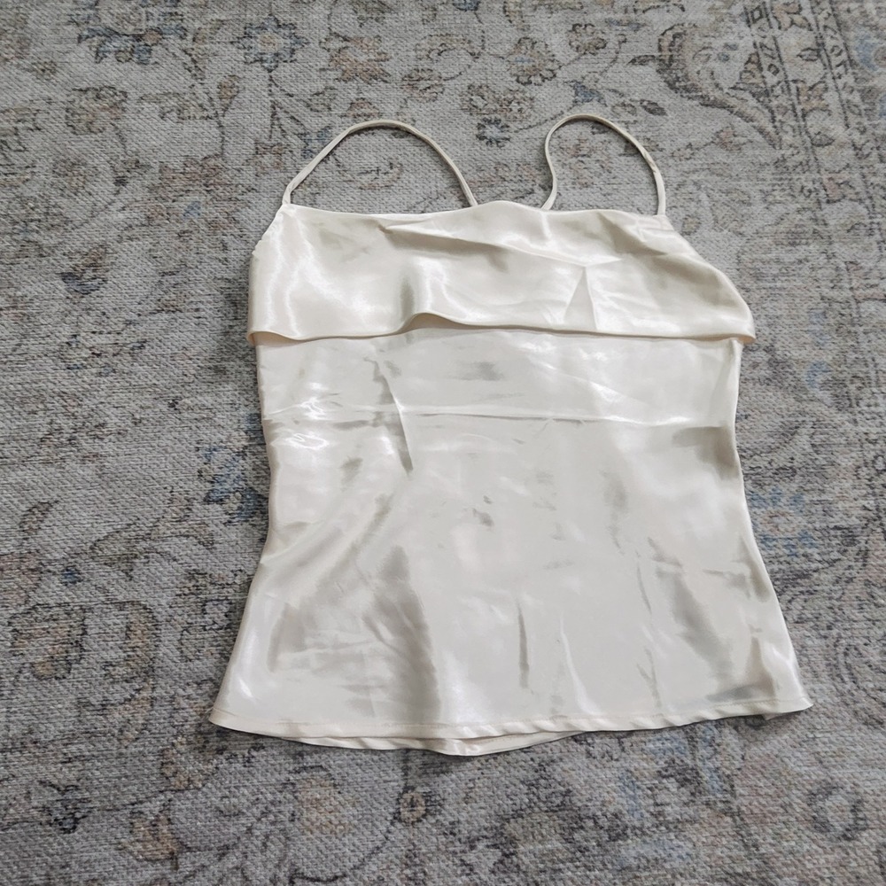 Good Luck Gem Cream Satin Cowl Neck Camisole Top YCG10608 Small NWT Snag
